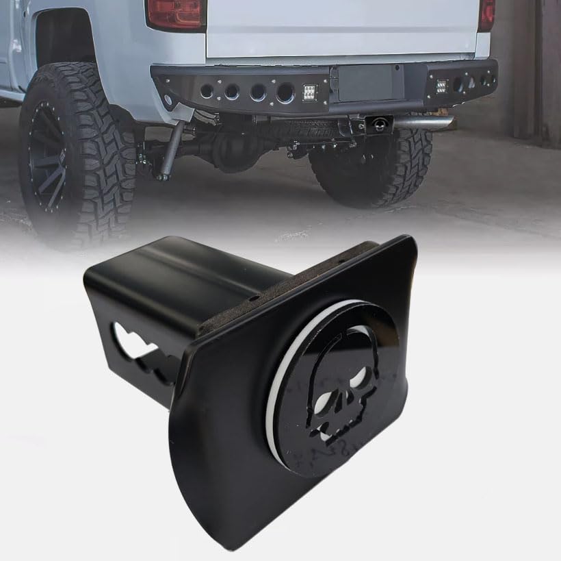 Metal Trailer Hitch Cover Military Skull for 2'' Towing Rear Receiver Plug Cover SUV Pickup Trucks