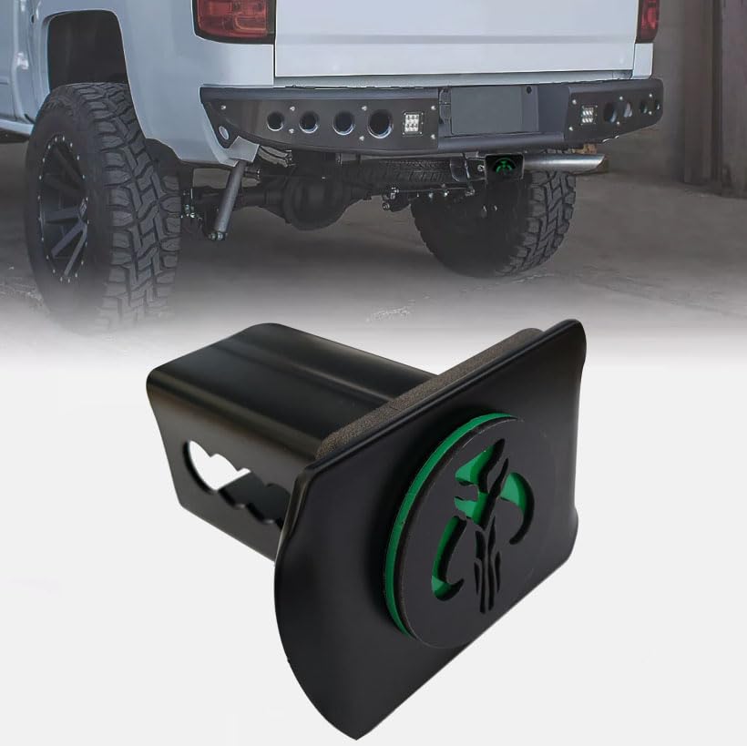 Metal Mythosaur Skull Trailer Hitch Cover Trailer Hitch Cover for 2'' Towing Rear Receiver Plug Cover SUV Pickup Trucks Green