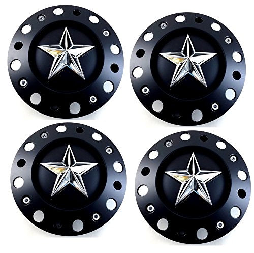 Set (4pcs) KMC XD Series Custom Black Wheel Center Hub Caps 8 3/8" OD for XD775 Rockstar