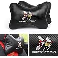 2Pcs Leather Carbon Fiber Leather Sport Car Seat Scat Pack Bee Neck Rest Pillow 