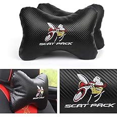 2Pcs Leather Carbon Fiber Leather Sport Car Seat Scat Pack Bee Neck Rest Pillow 