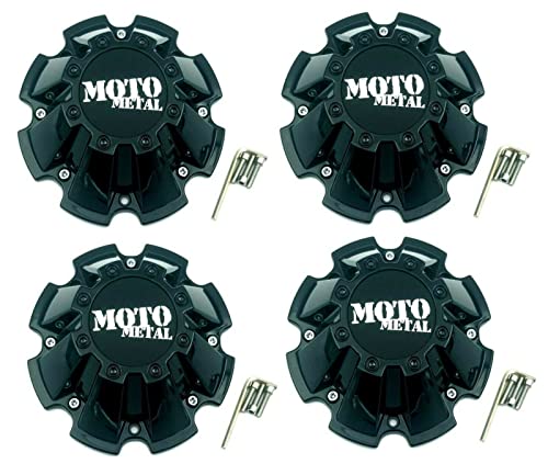 WheelPros 4 Pack M793BK01 Moto Metal Cap M-793 Black Wheel Center Cap