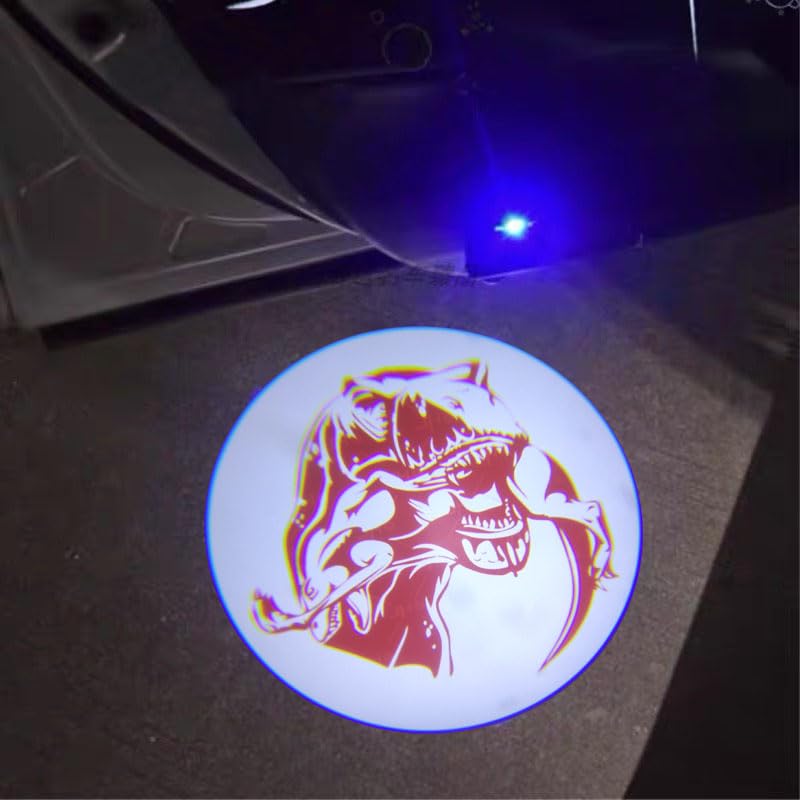 PKLJ ASVBU T-Rex Eating Raptor Door Projector Laser Welcome Lamp Ghost Shadow Courtesy Puddle Light for TRX (Pack of 2)