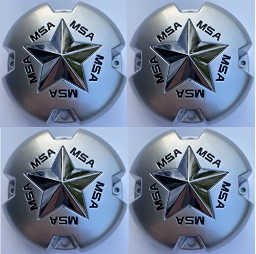 4PCS MSA Cap Star Bolt-On Wheel Cap Metallic Silver Hub Caps wheel center cap