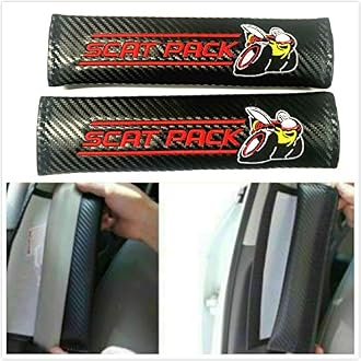 2Pcs Leather Carbon Fiber Leather Sport Car Seat Scat Pack Bee Neck Rest Pillow 