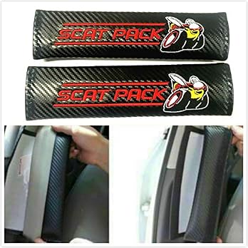 2Pcs Leather Carbon Fiber Leather Sport Car Seat Scat Pack Bee Neck Rest Pillow 