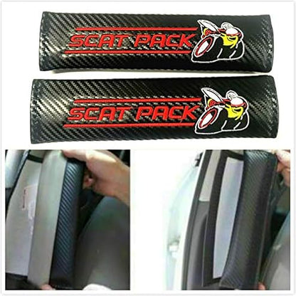 2Pcs Leather Carbon Fiber Leather Sport Car Seat Scat Pack Bee Neck Rest Pillow 