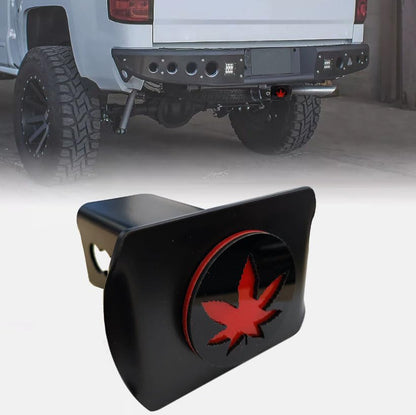 Metal Marijuana Leaf Trailer Hitch Cover for 2'' Towing Rear Receiver Plug Cover SUV Pickup Trucks Maple Leaf Red