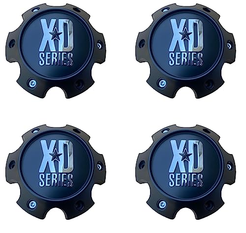 4X Wheel Hub Cap KMC XD Satin Black 6 Lug Bolt On XD820/XD835 Wheel Center Cap 1