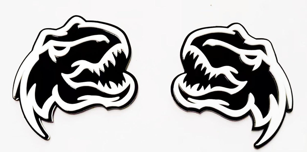 Set of 2 Custom Super Dinosaur Head Side Tailgate TRX Hell T-Rex Emblem Badges f