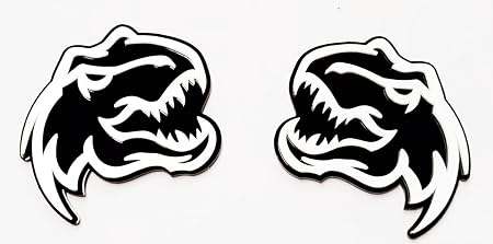 Set of 2 Custom Super Dinosaur Head Side Tailgate TRX Hell T-Rex Emblem Badges f
