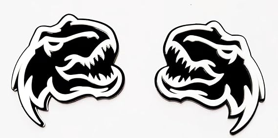 Set of 2 Custom Super Dinosaur Head Side Tailgate TRX Hell T-Rex Emblem Badges f