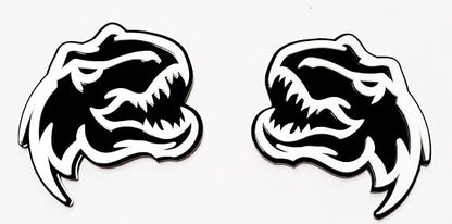 Set of 2 Custom Super Dinosaur Head Side Tailgate TRX Hell T-Rex Emblem Badges f