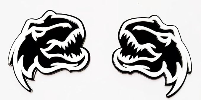 Set of 2 Custom Super Dinosaur Head Side Tailgate TRX Hell T-Rex Emblem Badges f