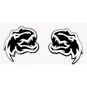 Set of 2 Custom Super Dinosaur Head Side Tailgate TRX Hell T-Rex Emblem Badges f