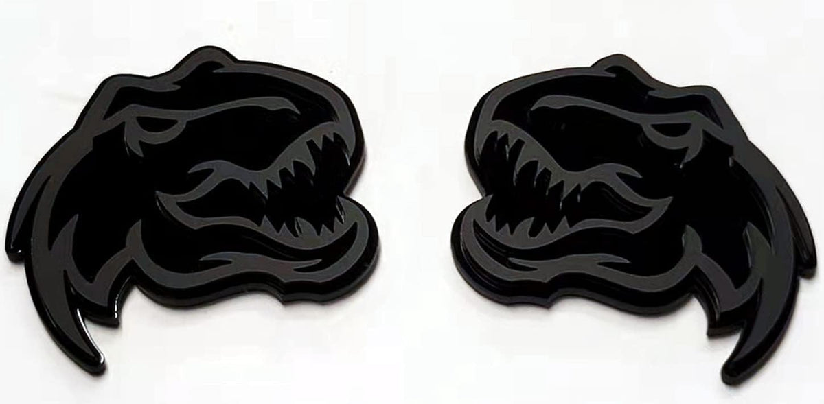 Set of 2 Custom Super Dinosaur Head Side Tailgate TRX Hell T-Rex Emblem Badges f