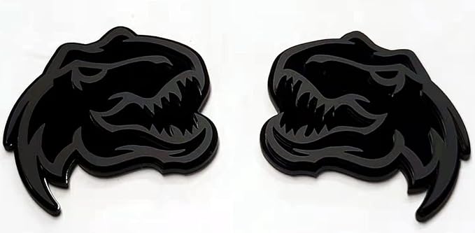 Set of 2 Custom Super Dinosaur Head Side Tailgate TRX Hell T-Rex Emblem Badges f