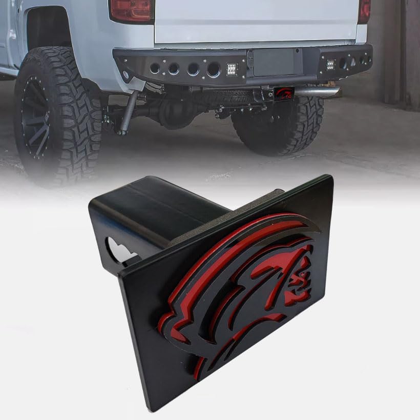 Grim Reaper Death Metal Trailer Hitch Cover for 2'' Towing Rear Receiver Plug Cover SUV Pickup Truck Red