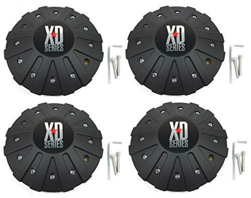4x KMC XD Series Matte Black Wheel Center Hub Caps Bolt-On for 5x4.5 5x114.3 5x5 5x127 6x5.5 6x139.7 6x135 8x6.5 8x165.1 5x5.5 5x139.7 5x150 8x170 5x135 XD778 Monster