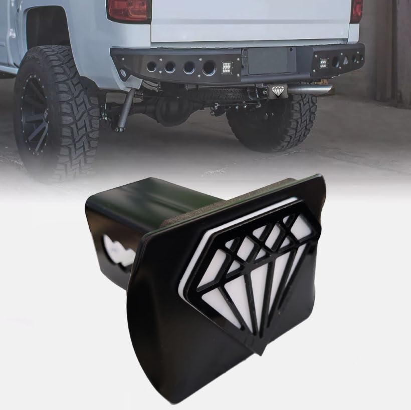 Metal Diamond Trailer Hitch Cover White for 2'' Towing Rear Receiver Plug Cover SUV Pickup Trucks