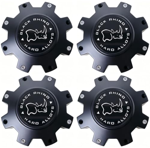 Matte Black Rhino Wheel Center Cap M-916 BK04 Hard Alloys PSCO288165B Hub Cap,4PC
