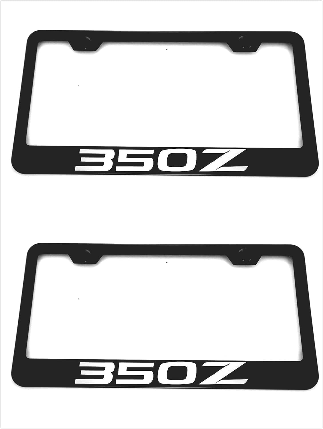 2pcs Car 350Z License Plate Frame Cover Holder Porotector Black Stainless Steel