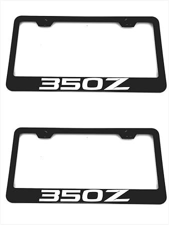 2pcs Car 350Z License Plate Frame Cover Holder Porotector Black Stainless Steel