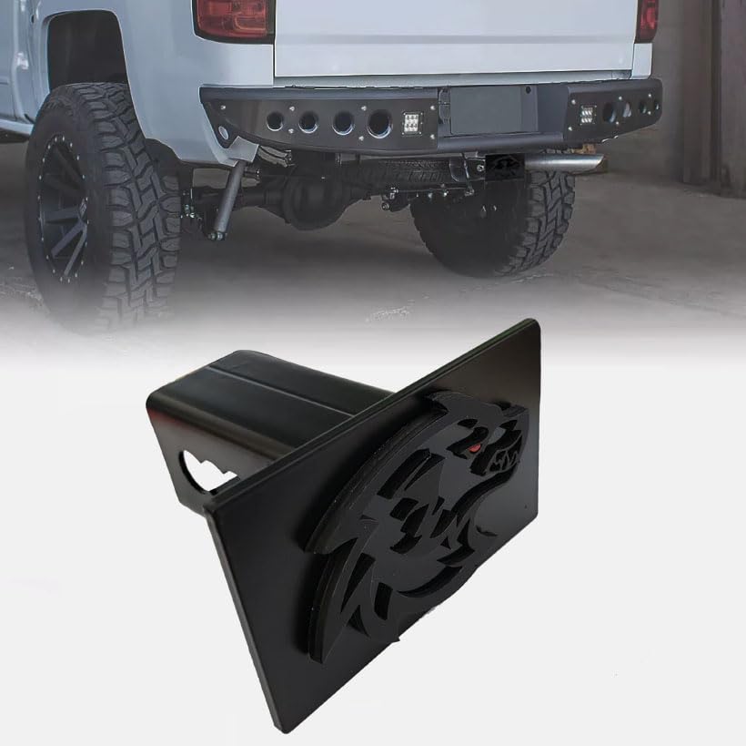 Wolf Head Metal Trailer Hitch Cover for 2'' Towing Rear Receiver Plug Cover SUV Pickup Trucks