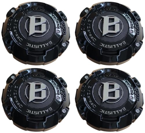 Gloss Black Wheel Center Cap Ballistic Off-Road 7-1/2" Diameter OR-NB-1 Hub Cap, 4PC