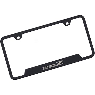 1pc Car 350Z License Plate Frame Cover Holder Porotector Black Stainless Steel