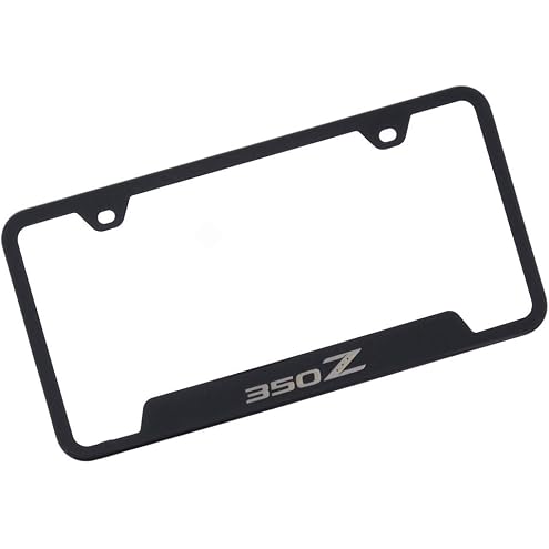 1pc Car 350Z License Plate Frame Cover Holder Porotector Black Stainless Steel