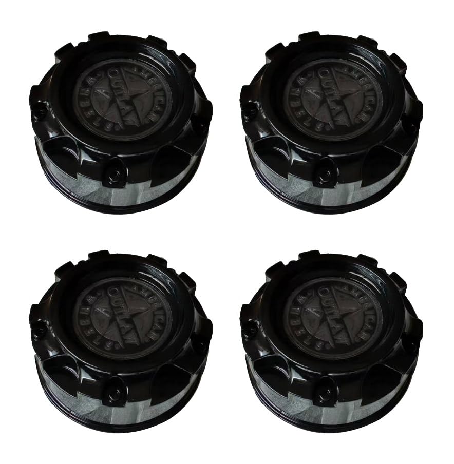4PCS American Outlaw Gloss Black Wheel Rim Hub Cover Center Cap 893