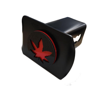 Metal Marijuana Leaf Trailer Hitch Cover for 2'' Towing Rear Receiver Plug Cover SUV Pickup Trucks Maple Leaf Red