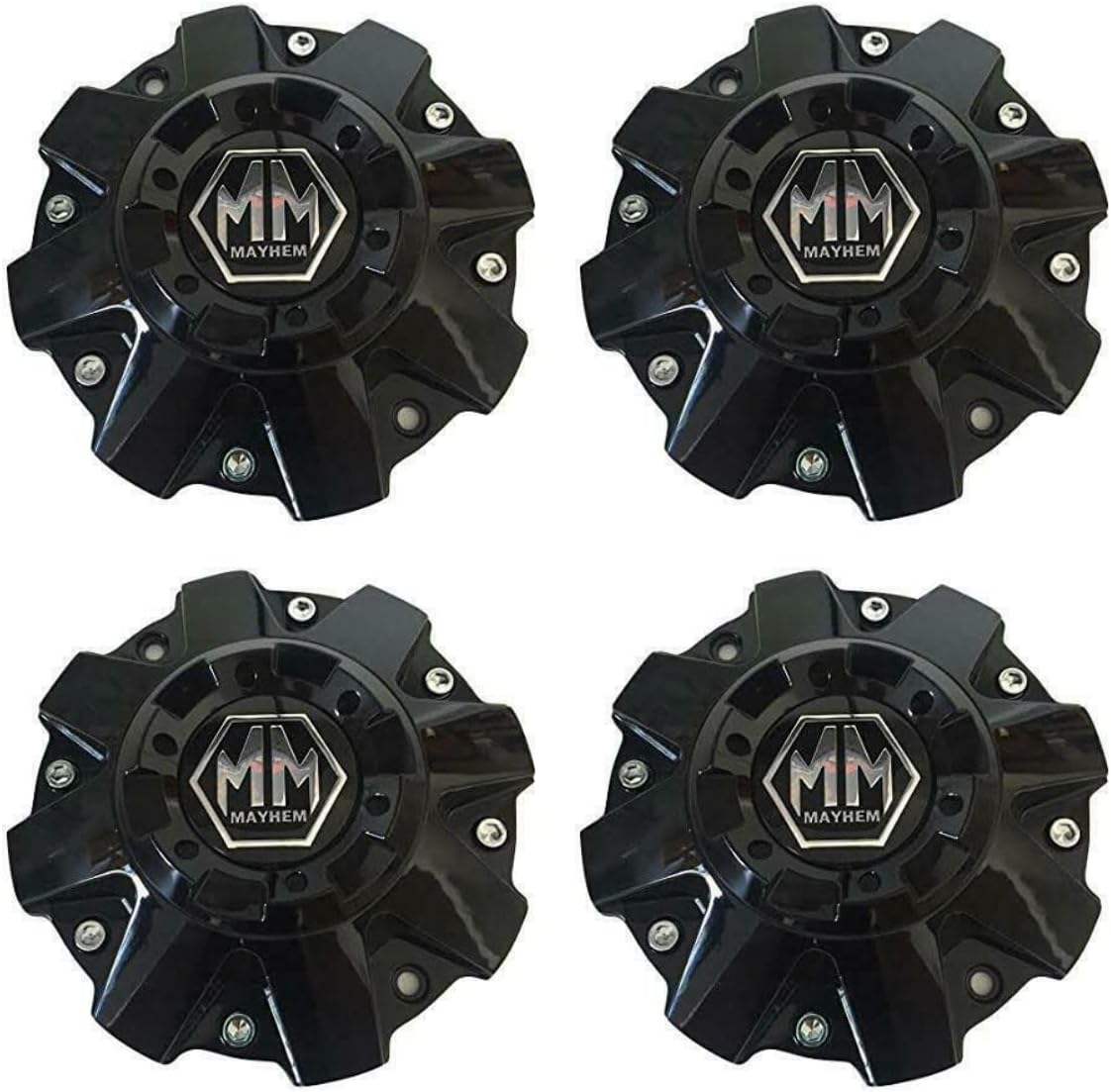 4 Pcs Black MM Mayhem Wheel Center Hub Cap #C108040B01 8040 81222090F-1 806801-1CAP C108040B01 (Glossy Black)