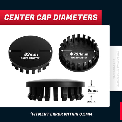 ProCaps 83MM 3.25 Inch Wheel Center Caps for Chevy Chevrolet GMC Rim Wheel Cente