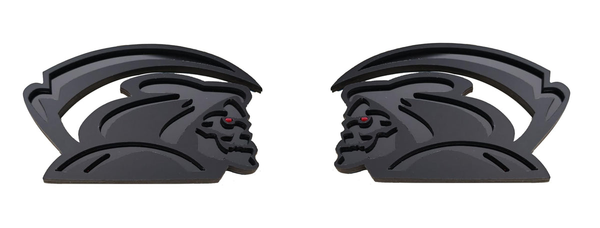 3D Car Decor Grim Reaper Death Emblem Badge Black, 4x2.7 inch 2PCS