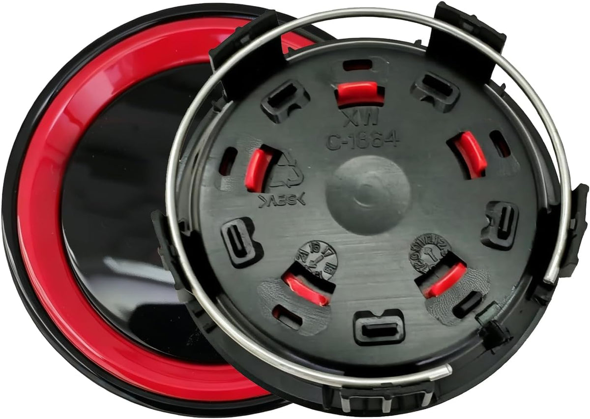 Wheel Center Cap C-1664, Black and Red 1PC