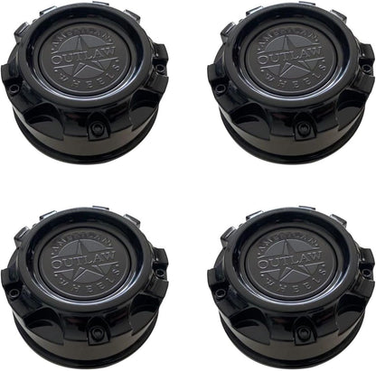 4PCS Wheel Center HUB Cap Cover Gloss Black Cap American Outlaw 893 CAP1016 80846