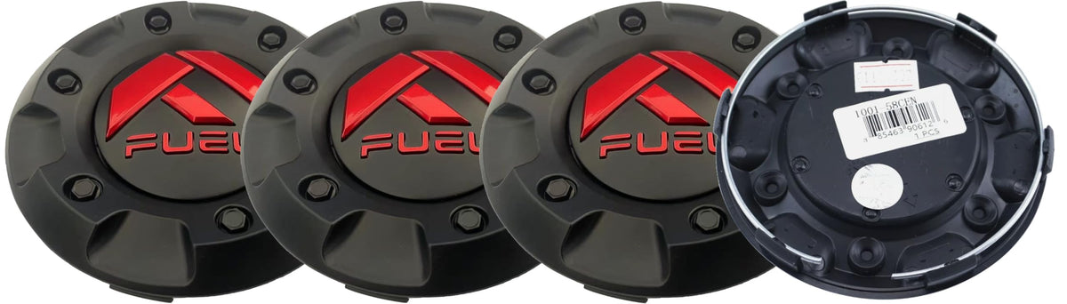 4Pcs Wheel Hub Cap Center Caps for Fuel Black Red 1001-58