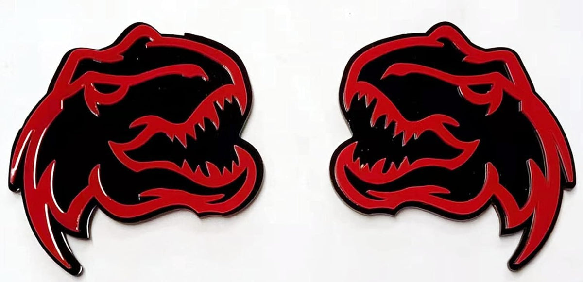 Set of 2 Custom Super Dinosaur Head Side Tailgate TRX Hell T-Rex Emblem Badges f