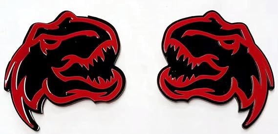 Set of 2 Custom Super Dinosaur Head Side Tailgate TRX Hell T-Rex Emblem Badges f