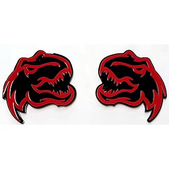 Set of 2 Custom Super Dinosaur Head Side Tailgate TRX Hell T-Rex Emblem Badges f