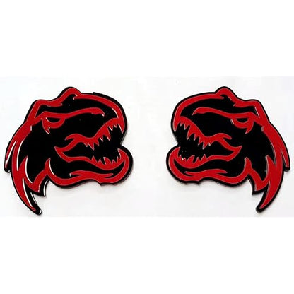 Set of 2 Custom Super Dinosaur Head Side Tailgate TRX Hell T-Rex Emblem Badges f