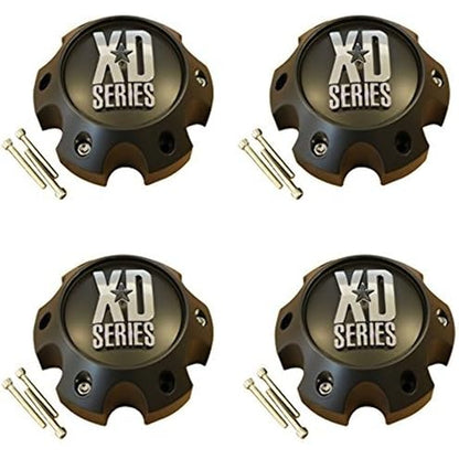 4X Wheel Hub Cap KMC XD Satin Black 6 Lug Bolt On XD820/XD835 Wheel Center Cap 1