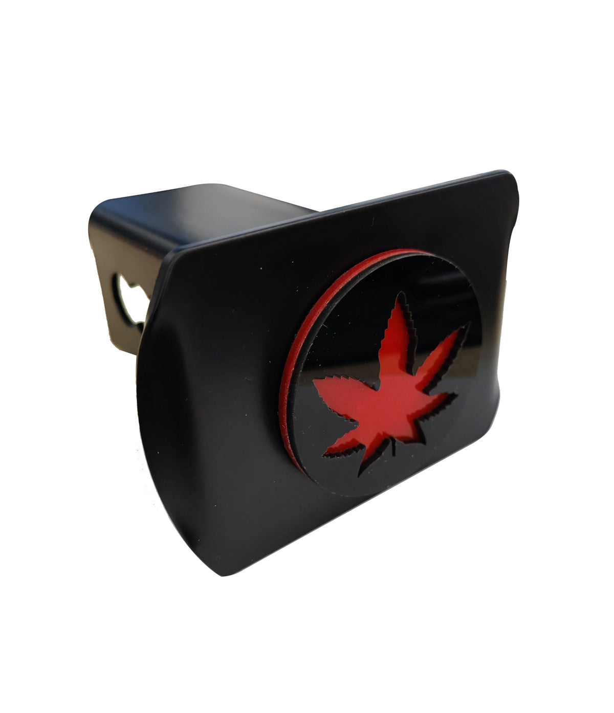 Metal Marijuana Leaf Trailer Hitch Cover for 2'' Towing Rear Receiver Plug Cover SUV Pickup Trucks Maple Leaf Red