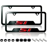 2pcs Car FR-S License Plate Frame Cover Holder Porotector Black Stainless Steel
