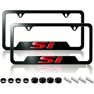 2pcs Car FR-S License Plate Frame Cover Holder Porotector Black Stainless Steel