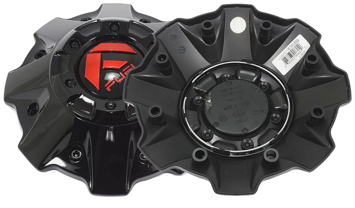 1PC Whee Center Cap for Fuel 1001-63GBQ 1001-63B 5-6 Lug Gloss Black RED Emblem