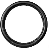 JCW Checkered Flag Style UK Leather Ra Steering Wheel Cover 15'' Diameter, Black