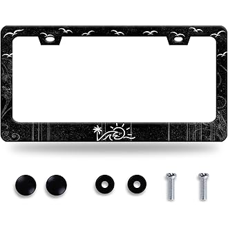 2pcs Car Palm Tree Tropical Life is Good at Beach License Plate Frame Cover Hold